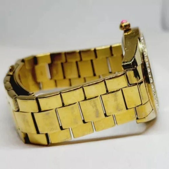 Betsey Johnson OWL Gold Tone Band Crystal Watch - Picture 6 of 10